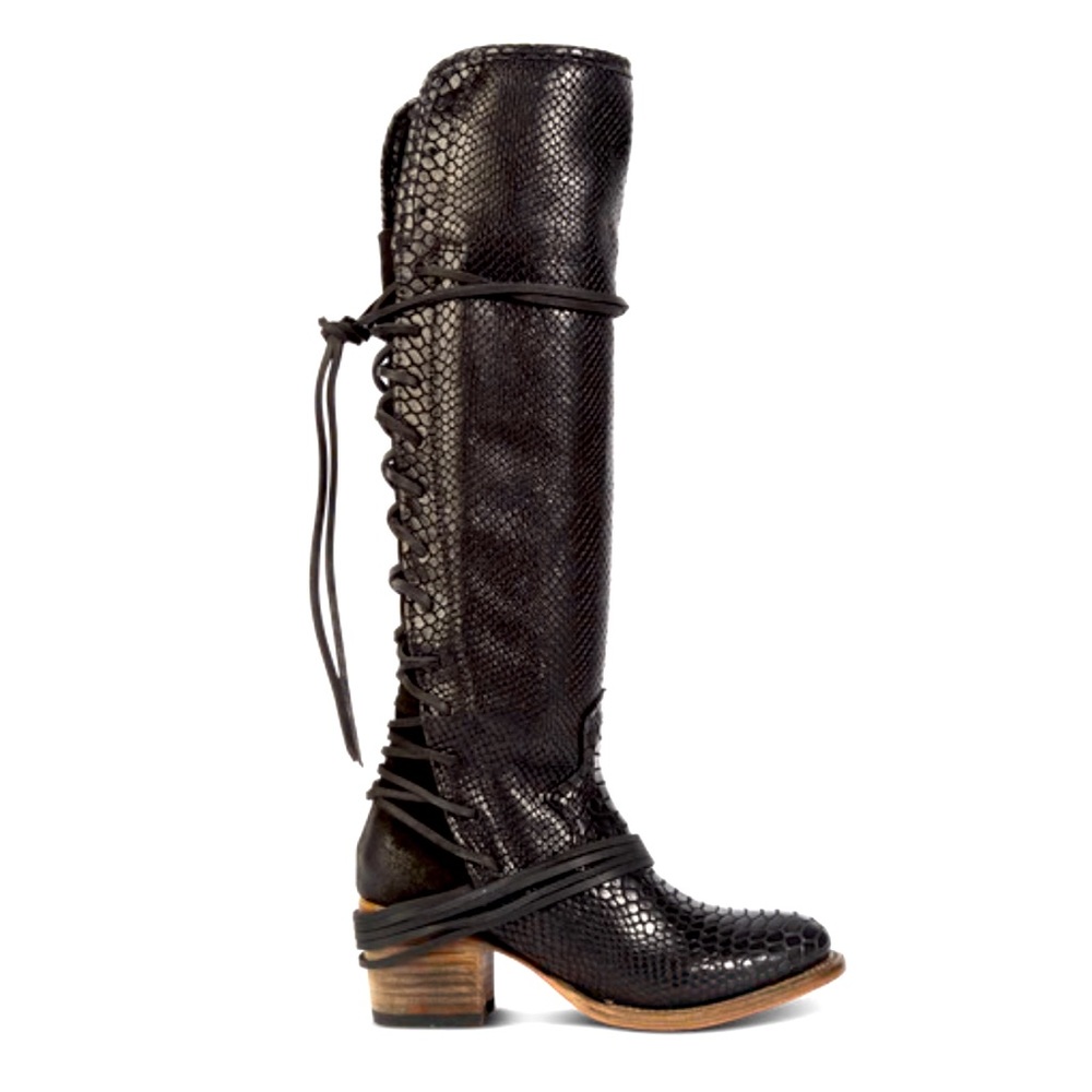 Freebird Coal Boot (size 8) in color Black Snakeskin  —BARELY WORN; LIKE NEW—
